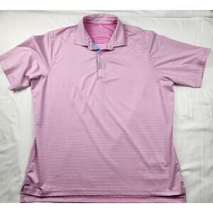 Fairway Greene Golf Shirt Men's XXL Pink White Striped Classic Polo Made in USA